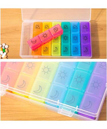 Buy Weekly Pill Organizer 7 Day - Moisture-Resistant Large Daily Cases for Pills Vitamins Fish Oil & Supplements - Rainbow Colors international shipping available - Buy Online on GoSupps.com