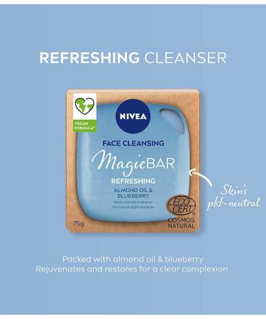 NIVEA MagicBAR Refreshing Almond Oil Facial Cleansing Bar (75g) Vegan Facial Cleanser Plastic Free Facial Cleansing Bar Facial Cleanser - Buy Online on GoSupps.com