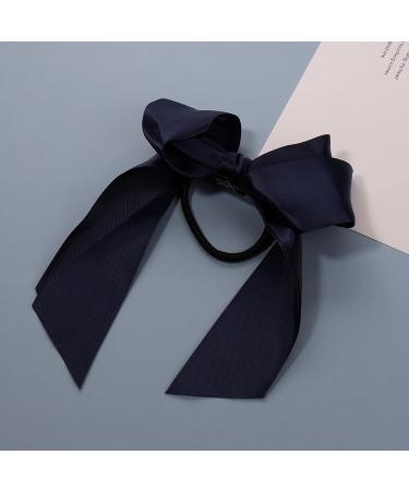 Yheakne Silk Hair Tie with Loop - Navy Blue Satin Ponytail Holder & Hair Accessories for Women & Girls - Buy Online on GoSupps.com