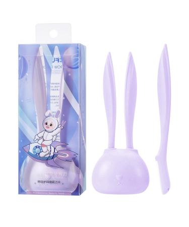 Voiakiu 2 PCs 2 piece of eyebrow razors for women-cute rabbit-eye brewer-razor-facier-portable multi-purpose-haired reduction derma-shaving tool 2 PCS A: purple eyebrow trimmer