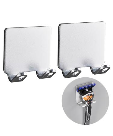 Razor bracket shower 2 pieces of razor bracket shower stainless steel razor holder shower without drilling robust self -adhesive shaver hanging shower suitable for door wall bathroom kitchen (silver)