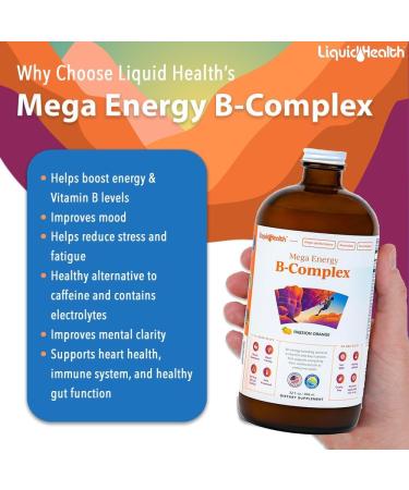 LiquidHealth 32 Oz Vitamin B Complex Liquid Multivitamin for Women & Men | Super B Complex Energy Supplement with Mega B Vitamins | B1 B2 B3 B5 B6 Methyl B12, Folate & Biotin - Buy Online on GoSupps.com