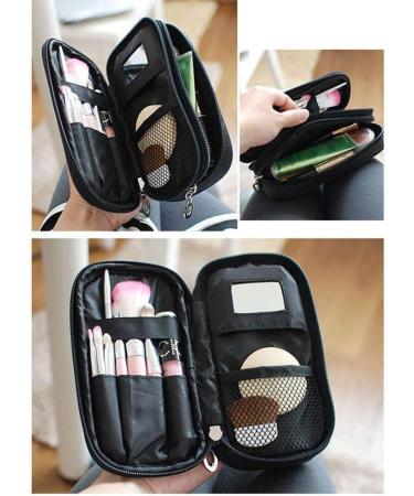 MLMSY Black Makeup Bag for Women - Multifunctional 2 Layer Organizer with Mirror & Beauty Brush Travel Kit - Buy Online on GoSupps.com
