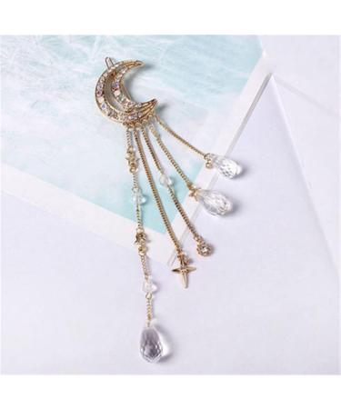 Buy Andelaisi Gold Moon Hair Clip - Crystal & Pearl Dangle Hair Accessory for Women & Girls - Buy Online on GoSupps.com