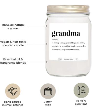 YouNique Designs Grandma Candle - 7 oz All-Natural Soy Vegan Aromatherapy Gift for Grandma - Lavender & Vanilla Scented Candle from Grandchildren - Buy Online on GoSupps.com