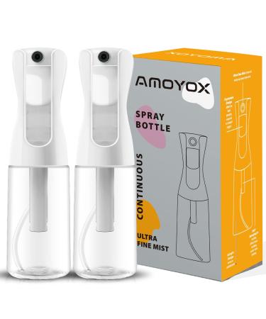 Spray Bottle For Hair 2 Pack Continuous 200ml/6.8oz AMOYOX Ultra Fine Mist Refillable Water Mister for Hair Styling, Plants, Cleaning, Misting & Skin Care Clear 2-Pack:Clear-200ML