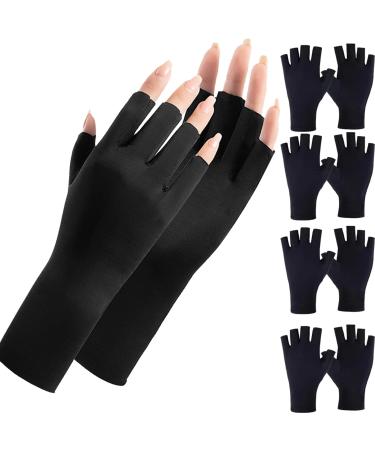 4 Pairs UV Gloves for Gel Nails UV Protection Gloves for Gel Nail Lamp Manicure Fingerless Anti UV Gloves Nail Art Skin Care UV Shield Fingerless Gloves for Protecting Hands from Nails UV Light