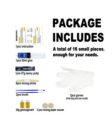 Kintsugi Repair Kit (Upgrade) - Gold Powder, Glue & Epoxy Putty - Starter Ceramic Kintsugi Craft Set - Buy Online on GoSupps.com