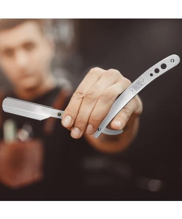 Professional Straight Edge Barber Razor for Men - Close Shaving Straight Blade Razor with 100 Single Edge Blades - Mens Razor Kit - Buy Online on GoSupps.com