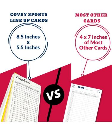 Covey Sports Baseball Softball Scorebook Side by Side Format (50 Games) + Lineup Cards (50-Pack) - Large Format Book with Line Up Card Sheets - Buy Online on GoSupps.com