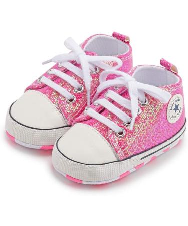 BAIELey High Top Baby Sneakers - Pink, 6-12 Months | Bling Sequins Soft Sole Infant Shoes - Buy Online on GoSupps.com