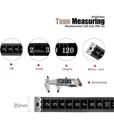 Tape Measure Body Measuring Tape 120 Inch Soft Fabric Measuring Tape for Sewing Cloth Measurement Double Scale Tailor Ruler for Weight Loss Medical Measurement Nursing Craft(2 Pack/Black) Black 120 Inch - Buy Online on GoSupps.com