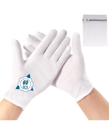 Occan Moisturizing Gloves 30 Pairs for Men and Women, White Cotton Gloves for Overnight Bedtime Use, Moisturizing Gloves for Dry Hands, Eczema, Sensitive Skin 30 Pair (Pack of 1)