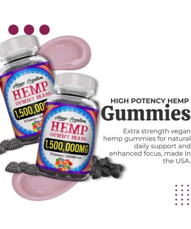 Organic Hemp Gummies Natural Pure Hemp Oil Extract - L-Theanine Sea Moss Vitamin B2 Extra Strength High Potency ed Edible Vegan Nature's Leaf Made in USA - Buy Online on GoSupps.com