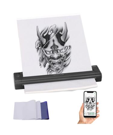 YTATTOO Cordless Tattoo Stencil Printer - Rechargeable Tattoo Printer-2023 New Tattoo Transfer Machine with 15pcs Transfer Papers for Temporary and Permanent,Compatible with iOS Phone/Pc (Black)