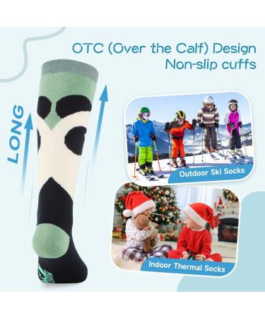 Findway Children Ski Socks - High-Performance Thermal OTC Anti-Slip Winter Socks for Boys & Girls | 2 Pack (Rabbits & Panda) - Perfect for Skiing Snowboarding Hiking - Buy Online on GoSupps.com