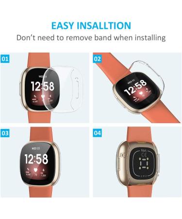[3 Pack] Tensea Compatible with Fitbit Versa 3 / Sense Screen Protector Case  Soft TPU Bumper Full Around Fit bit Versa3 Sense Cover Protective Accessories (Clear/Clear/Clear  3) Clear/Clear/Clear 3 - Buy Online on GoSupps.com