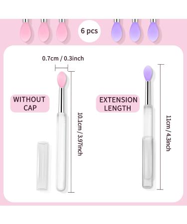 Arqumi Silicone Lip Brush Set - 6 PCS Makeup Brushes with Dirt-proof Caps, Lipstick Applicator Brushes for Lip Gloss, Eyeshadow, Lip Cream - Pink & Purple - Buy Online on GoSupps.com