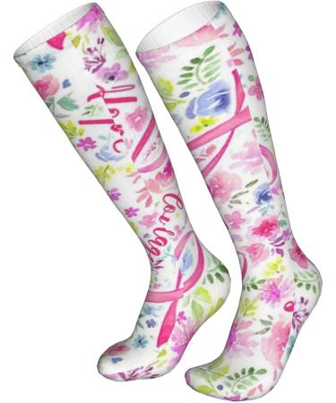 Breast Cancer Ribbons Compression Socks 15-20 mmHg for Men & Women | Love Hope Faith | Perfect for Running & Cycling - Buy Online on GoSupps.com