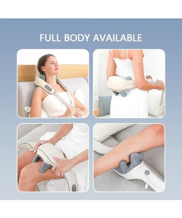 Shiatsu Neck Massage Device with Heat - 5D Deep Tissue Relief for Neck Back & Shoulders - Beige - Buy Online on GoSupps.com
