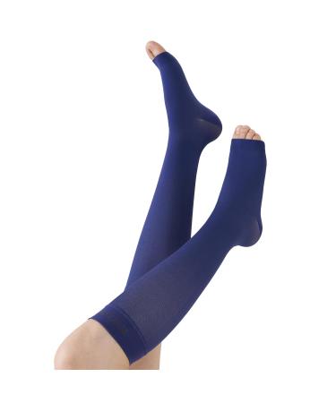 Dark Blue Open Toe Compression Socks 15-20mmHg | Toeless Compression Socks for Swelling Relief & Varicose Veins - Shop Now - Buy Online on GoSupps.com