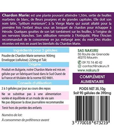 NAKURU | Milk Thistle | Power Range | Made in France | The Purifying Weed! | (90 Capsules of 390 mg / Net Weight: 35g) - Buy Online on GoSupps.com