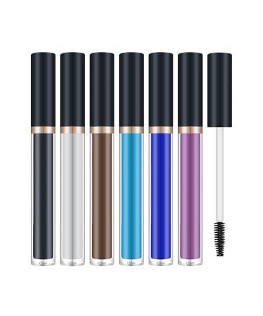 Charming Lasting Mascara 6-Piece Colorful Waterproof Mascara for Eyelashes Makeup Cosmetic with Black White Brown Light Blue Purple Blue Cargoti