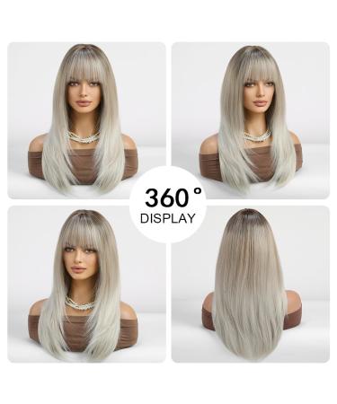 Oefei Pink Brown Ombre Wig | Long Straight Layered Synthetic Heat-Resistant Wig for Daily Wear Parties & Cosplay (Blonde Ombre 1130-1) - Buy Online on GoSupps.com