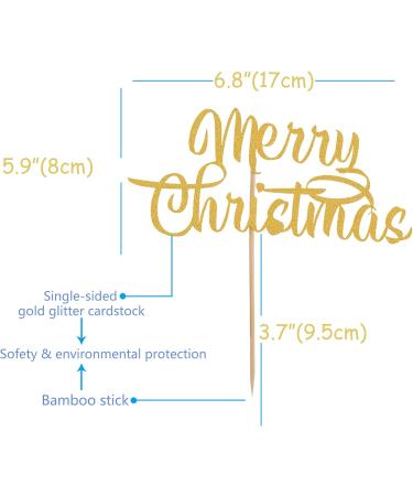 LeeLeeAn Merry Christmas Cake Topper - Gold Glitter Merry Christmas Cake Decoration Happy New Year Cake Topper Christmas Party Decoration Supplies Golden Glitter Winter Holiday Cake Decor (mc1) - Buy Online on GoSupps.com