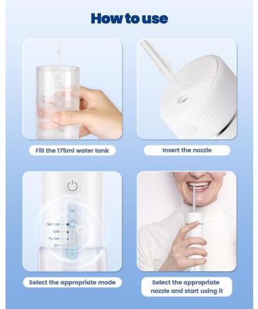 FERRISA Portable Cordless Water Flosser - Rechargeable Waterproof Travel-Friendly Dental Care with 4 Modes & 4 Heads - Buy Online on GoSupps.com