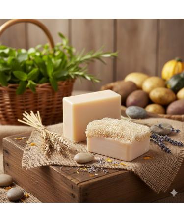 Organic Rice Bran Soap with Natural Loofah - 110g - Exfoliating & Brightening Body Scrub for Glowing Skin - Handmade Vegan Soap for Dark Spots - All Skin Types - PACK OF 2 - Buy Online on GoSupps.com