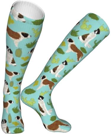 Bernhardiner Dog Pattern Cactus Compression Socks for Men & Women - 15-20 mmHg Circulation Support for Running & Cycling - Buy Online on GoSupps.com