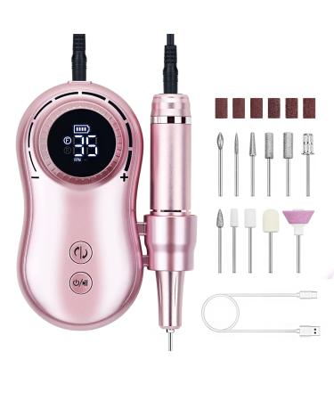 Professional Nail Drill 35000 RPM Rechargeable Electric Nail Drill Machine Portable Acrylic Nail Drill with 11 Pcs Nail Drill Bits for Acrylic Nails  Gel Nails  Manicure Pedicure Polishing