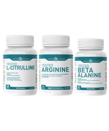 Tested Nutrition Tested Combo Pack | Tested Arginine 240 Capsules Tested Beta-Alanine 180 Capsules Tested L-Citrulline 240 Capsules (Tested Combo Pack)