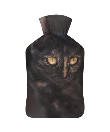 Black Cat Hot Water Bottle With Cover Plush Bed Bottle Hand Warmer For Adults And Children 26.5X15.3cm