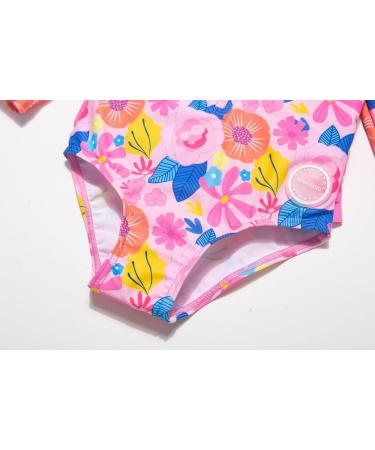 BONVERANO Baby Girls Swimsuit | Toddler Bathing Suit with UPF 50+ Sun Protection | Long-Sleeve Zipper One Piece Swimwear | 18-24 Months | Sunflower Print - Buy Online on GoSupps.com
