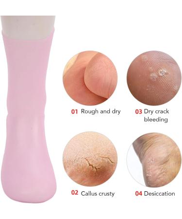 Silicone Foot Socks 1 Pair Pink Silicone Moisturizing Socks Non-Slip Reusable Soft for Rough Skin (L Size) - Buy Online on GoSupps.com