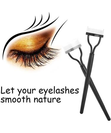 kawehiop Eyelash Brush Lash Comb Black Pink Arc Designed Premium Cosmetic Brushes Tool Stainless Steel Makeup Tools with Protective Shell black - Buy Online on GoSupps.com
