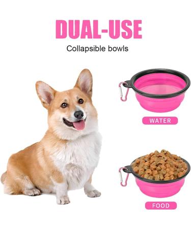 Coolon Collapsible Dog Bowl - Foldable Portable Water Bowl for Cats & Dogs 650ml Pink with Carabiners | Perfect for Travel - Buy Online on GoSupps.com