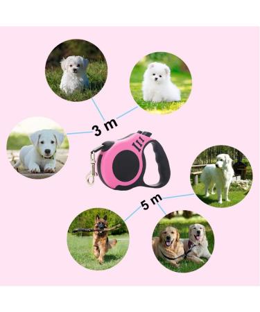 Premium Retractable Dog Leash - 5m Extendable Leash for Small Medium & Large Dogs - Pink - Buy Online on GoSupps.com