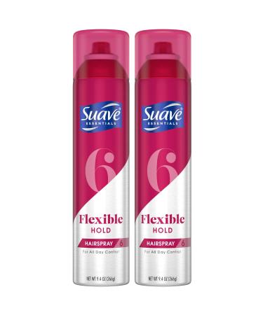 Suave Hairspray for Women and Men Flexible Hold - Anti-Frizz Hair Products Hair Finishing Spray Anti-Humidity Spray for Hair 9.4 Oz (Pack of 2)
