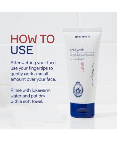 SEVEN POTIONS Men's Face Wash - Natural & Vegan Gentle Cleanser for All Skin Types | 3.4 FL OZ | Hydration & Healthy Skin Cruelty Free - Buy Online on GoSupps.com