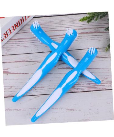 Buy Homsfou 3ST Two-Color Prosthesis Brush - Gentle Hygiene Cleaner for Dentures | Dental Floss Cleaning Brush for Kids - 1 Piece (Blue) - Buy Online on GoSupps.com