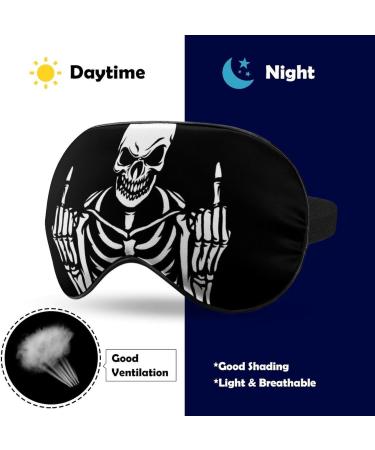 Funny Skeleton Middle Finger Sleeping Mask - Black Skull Soft Eye Mask with Adjustable Strap for Comfortable Night Sleep - Buy Online on GoSupps.com