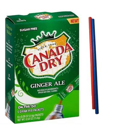 Ginger Ale Singles To Go Powdered Drink Mix 1 Box with 6 Packets Each - 6 Total Servings Sugar-Free Drink Powder Just Add Water 6 count Keto Burst with Flavor Zero Guilt! Low Carb Zero Sugar Drink Mix - 1 Box of Canada Dry Ginger Ale - Comes with 2 Paper 