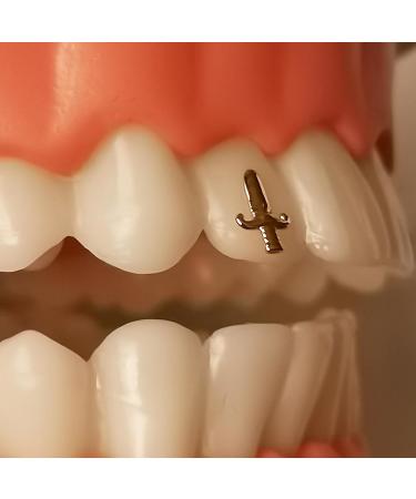 Chamon 8K Solid Gold Tooth Gems Dagger Shape Sword Design Tiny Micro Gothic Punk Teeth Ornament Hip Hop Style Accessory for Men and Women - Buy Online on GoSupps.com