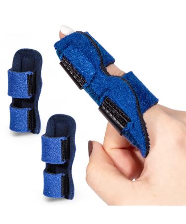 Welnove finger splint 2 PCs finger brace for malet finger trigger fingers broken finger stabilizer for straightening and provides support to index fingers middle finger ring finger - blue blue style b