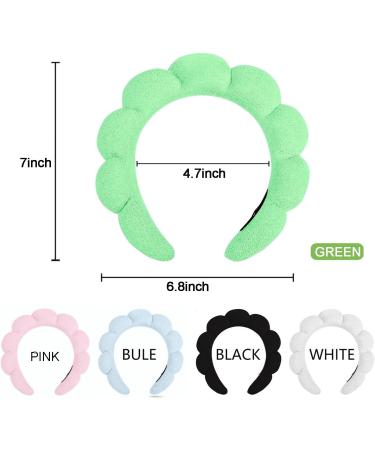 Soft Spa Headband Set for Women - Ideal for Face Washing and Skincare - Terry Cloth Makeup Headband - Black+Green - Buy Online on GoSupps.com