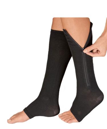 Kingbridal compression stockings with open toe area knee high with zipper for men and women graded recreational stockings for running prevents swelling