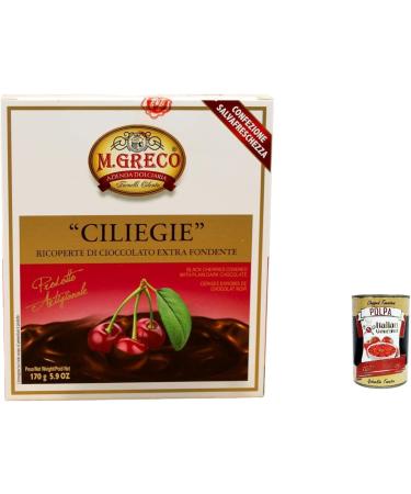  Italian Gourmet E.R. M.Greco Ciliege Cherry Chocolate Coated Extra Dark 170g + Gourmet Italian Polpa 400g - Buy Online on GoSupps.com